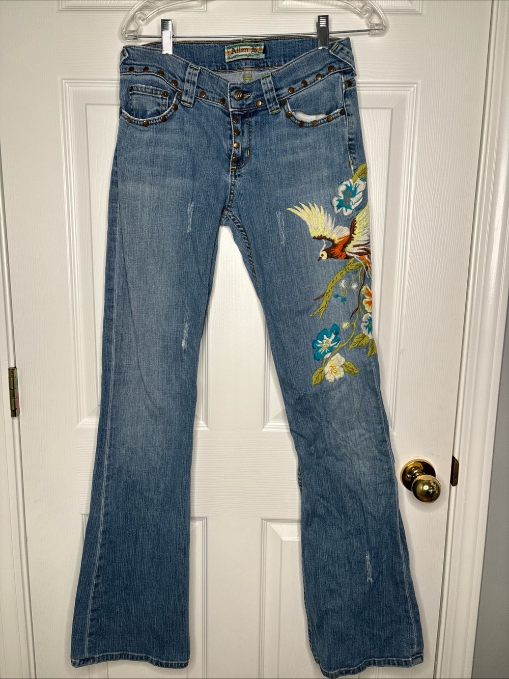 Vintage Allen B Low Rise Bootcut Embroidered Jeans size 30